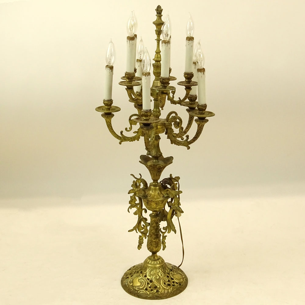 20th Century Ten (10) Light Bronze Candelabra