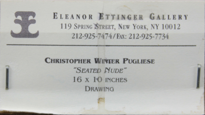 Christopher Winter Pugliese, American (b-1968) Pencil Drawing on Paper "Seated Nude" Signed and Dated 1998 Lower Right