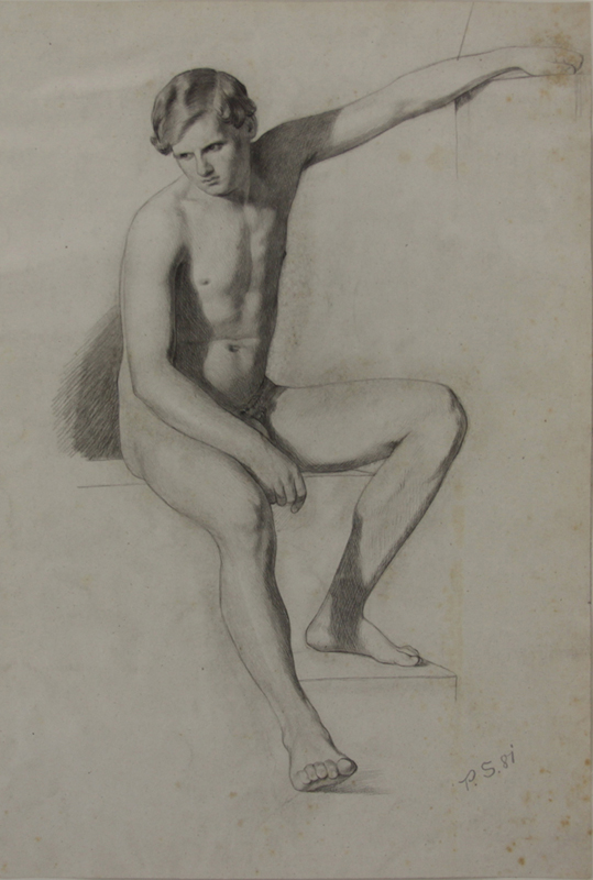 Two (2) 19th Century Charcoal and Pencil Drawings "Nudes"