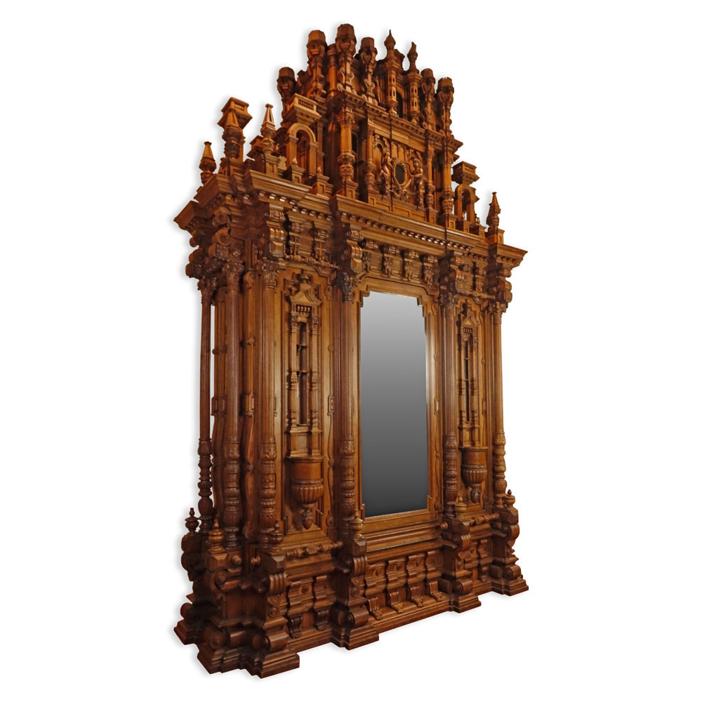 Extraordinary Russian 19th Century Palace Size  Renaissance style Carved Oak Armoire/Wardrobe