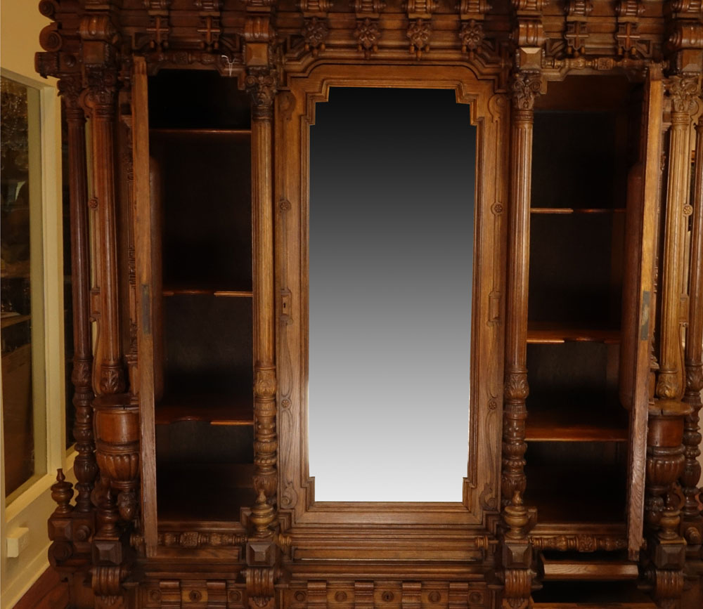 Extraordinary Russian 19th Century Palace Size  Renaissance style Carved Oak Armoire/Wardrobe