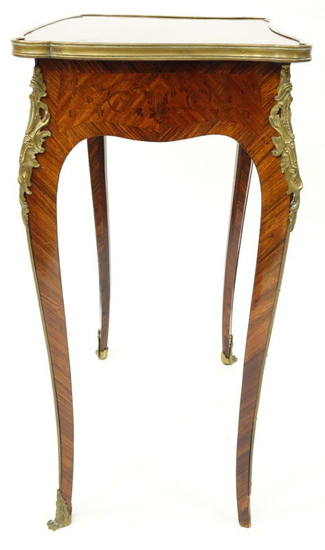 19th Century French Louis XV Marquetry Inlaid Bronze Mounted Side Table