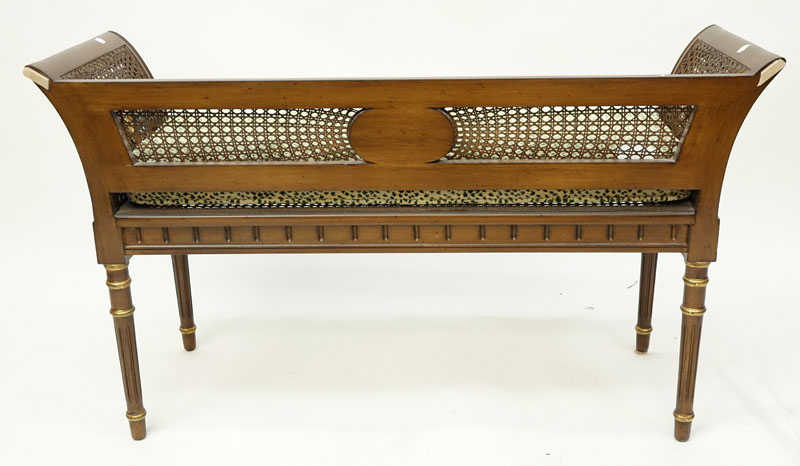 Mid Century Louis XVI Style Carved Wood and Cane Settee