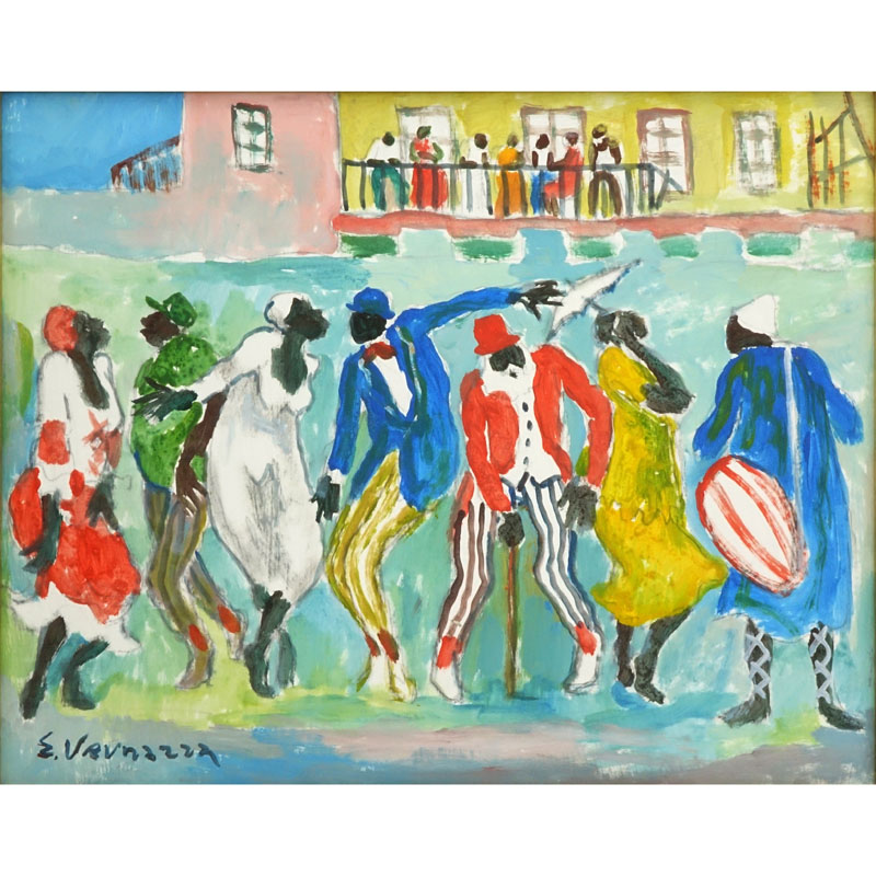 Eduardo Vernazza, Uruguayan (1910-1991) Oil on Artist board "Candombe" Signed Lower Left