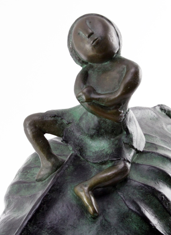 Graciela Rodo Boulanger, Bolivian (b. 1935) Bronze sculpture on marble base "Meditation"