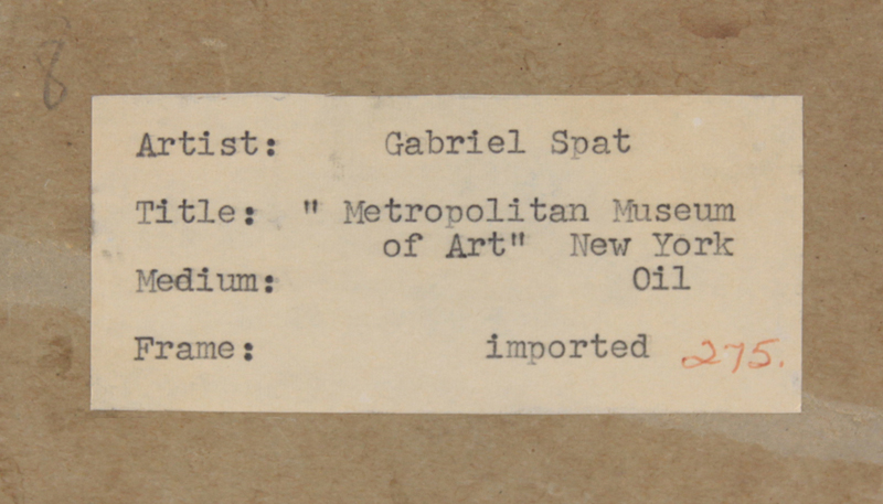 Gabriel Spat, French/American (1890-1967) Oil on Panel "The Metropolitan Museum of Arts" Signed Lower Left