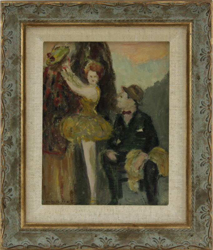 Gabriel Spat, French/American (1890-1967) Oil on Panel "Apres le Spectacle" Signed Lower Left