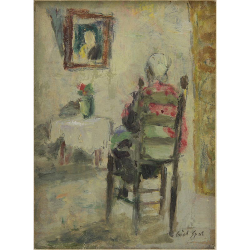 Gabriel Spat, French/American (1890-1967) Oil on Masonite "Femme Assise" Signed Lower Right