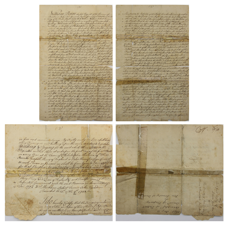 17th Century American William Penn Handwritten Document, possibly a deed