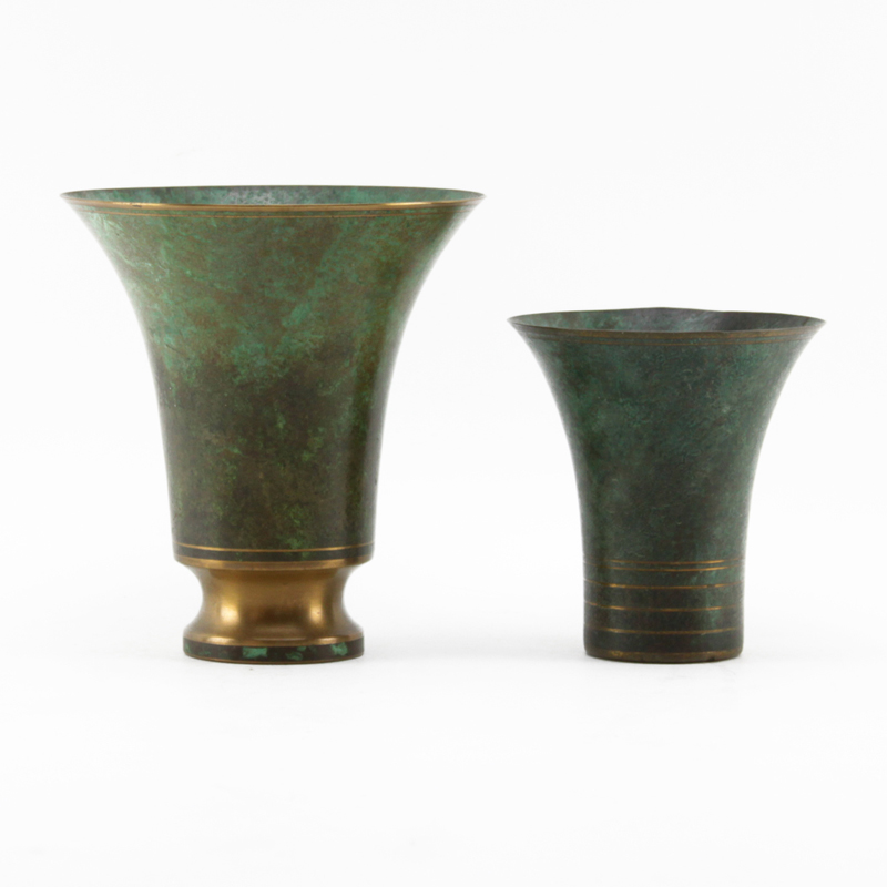 Two (2) Carl Sorensen Patinated Bronze Vases