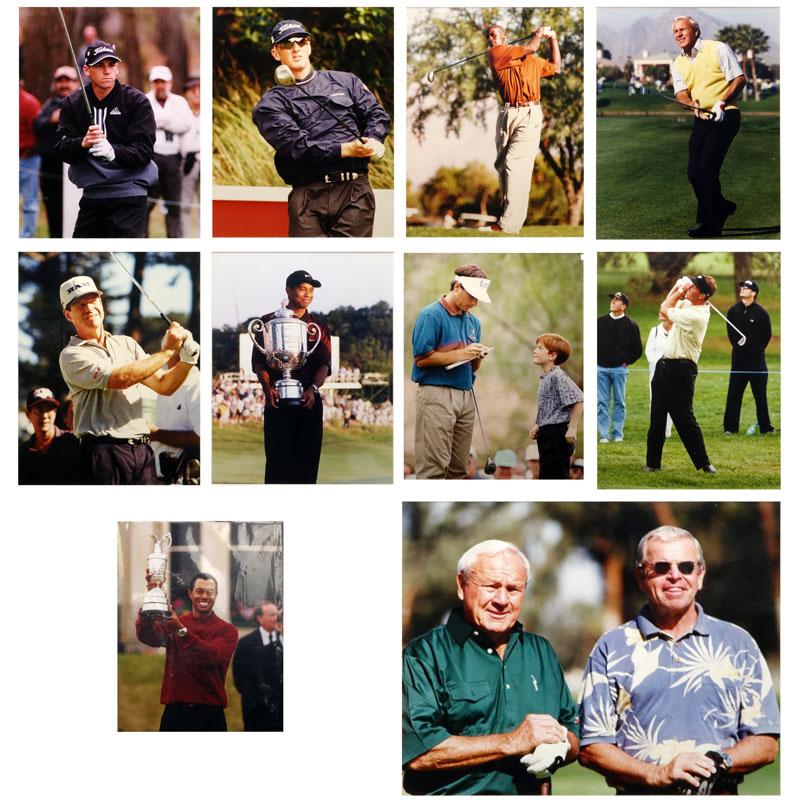 Collection of Nine (9) Framed Golf Pro Photographs With One Unframed