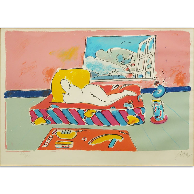Peter Max, German/American (b-1937) Lithograph "By The Window" Pencil Signed and Numbered 201/300