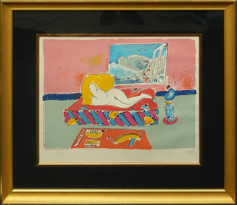 Peter Max, German/American (b-1937) Lithograph "By The Window" Pencil Signed and Numbered 201/300