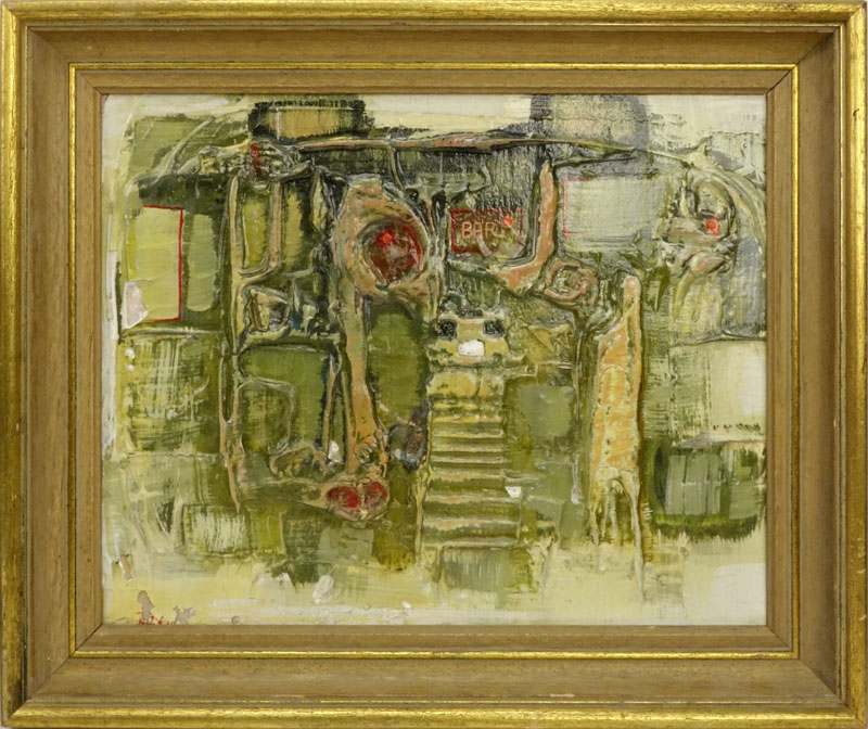 Grouping of Two (2) Khaled Al-Rahhal, Iraqi (1926-1987) "Untitled" Oil on Board Signed and Dated