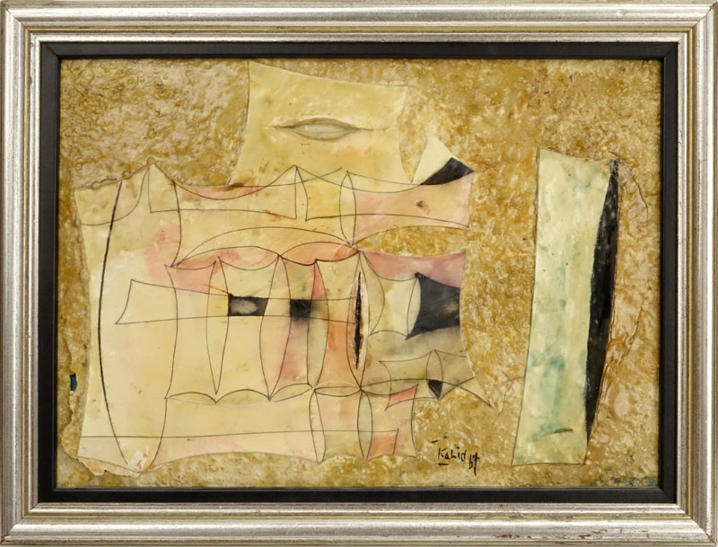 Grouping of Two (2) Khaled Al-Rahhal, Iraqi (1926-1987) "Untitled" Oil on Board Signed and Dated