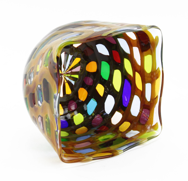 Hans Peter Neidhardt (b-1947) Oggetti Art Glass Colorful Formed Bowl