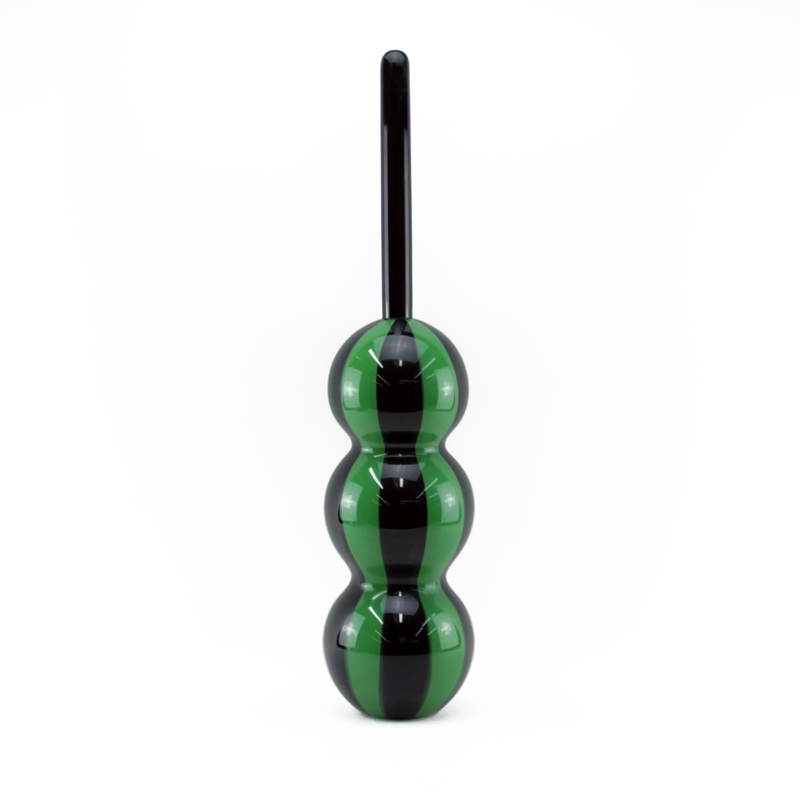 Mid Century Modern Art Glass Green and Black Colored Sculpture