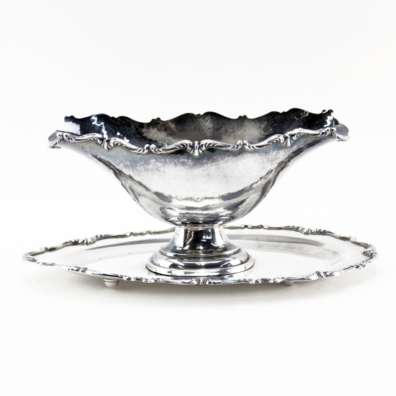 Modern Repousse Sterling Silver Gravy Boat