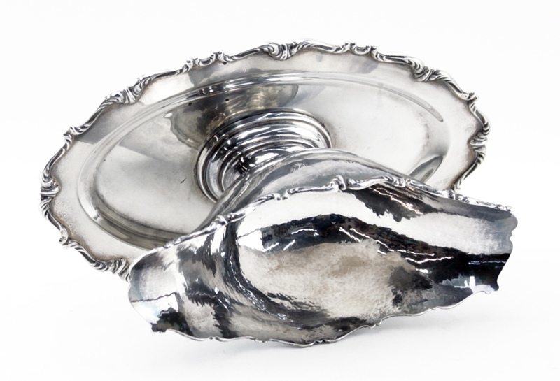 Modern Repousse Sterling Silver Gravy Boat