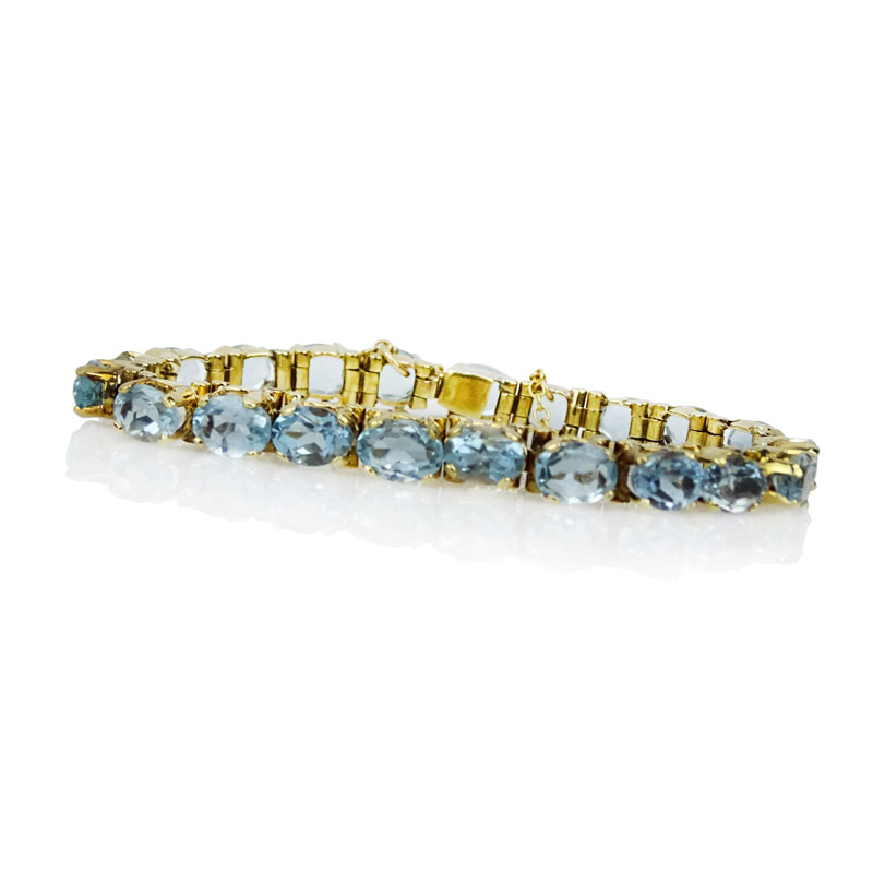 Vintage Oval Cut London Topaz and 14 Karat Yellow Gold Bracelet