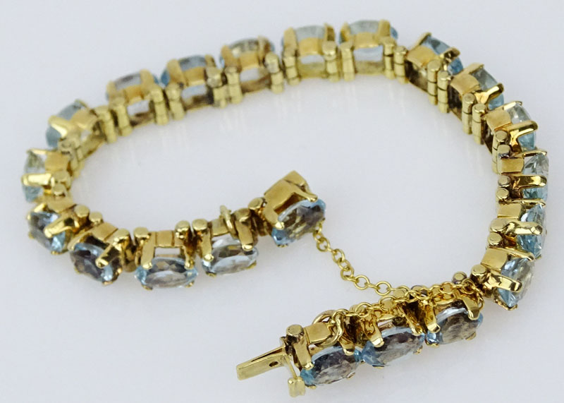 Vintage Oval Cut London Topaz and 14 Karat Yellow Gold Bracelet