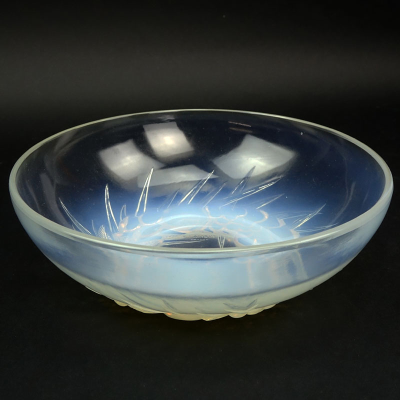 R. Lalique "Mont Dore" Opalescent Bowl. Molded signature