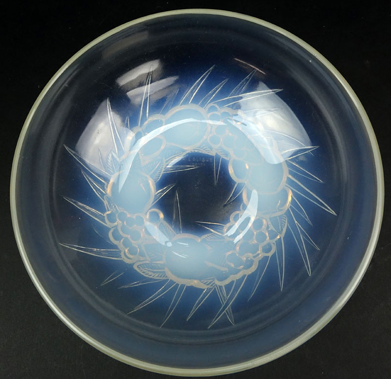 R. Lalique "Mont Dore" Opalescent Bowl. Molded signature