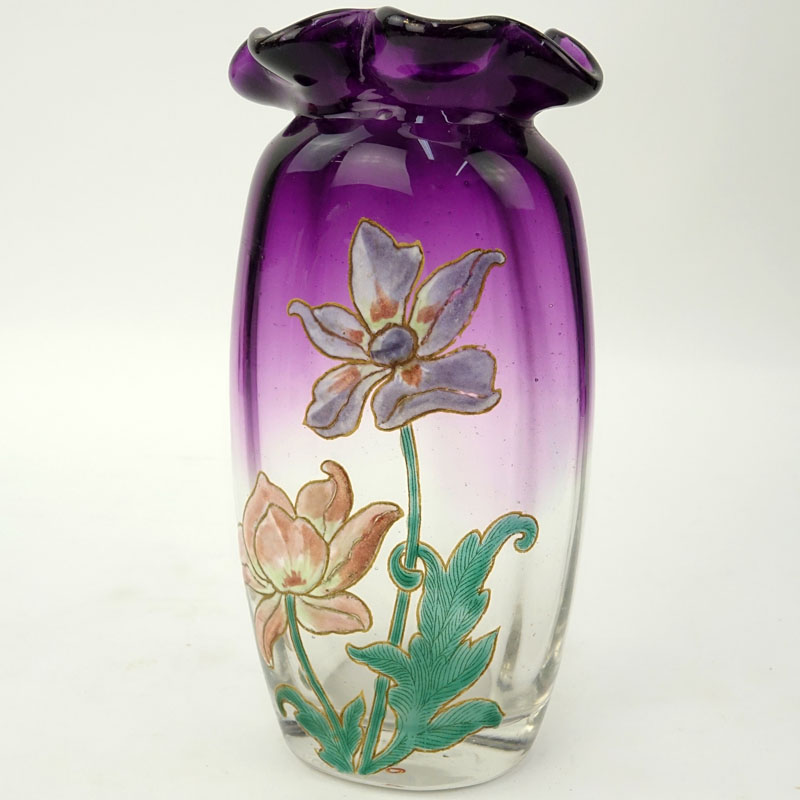 Galle Cristallerie d'E. Galle? Nancy Enameled Glass Vase.