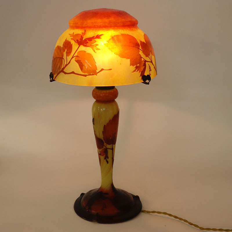 Art Deco Daum Nancy Cameo Glass Lamp