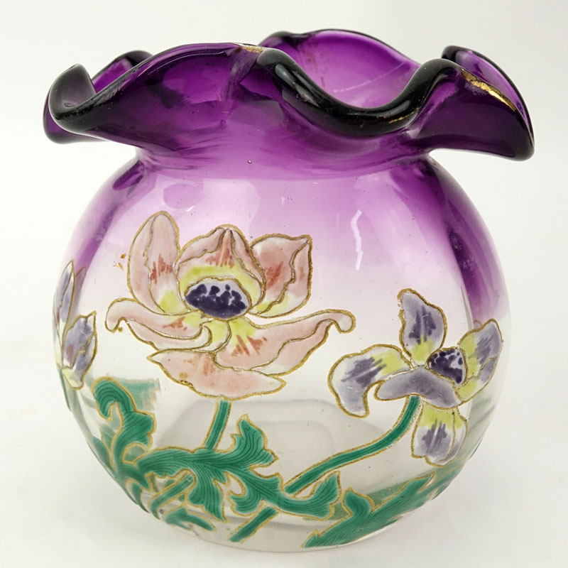 Galle Cristallerie d'E. Galle? Nancy Enameled Glass Vase.