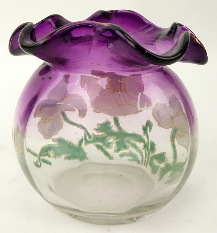 Galle Cristallerie d'E. Galle? Nancy Enameled Glass Vase.