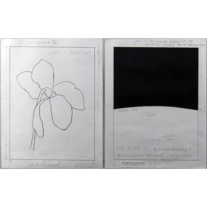 Ellsworth Kelly, American (1923-2015) Graphite and collage on paper, in 2 parts "Untitled" Executed in 1987