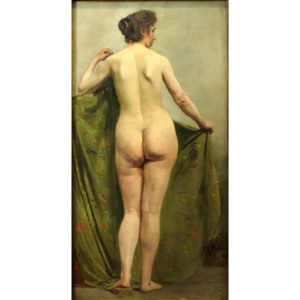 Attributed to: Ilya Yefimovich Repin, Russian (1844-1930) Oil on Canvas, Nude