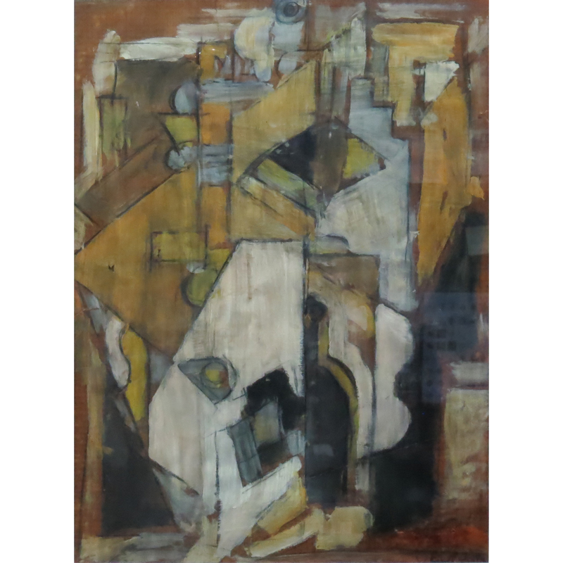 attributed to: Emil Filla, Czech (1882-1953) oil on card "Cubist Composition"