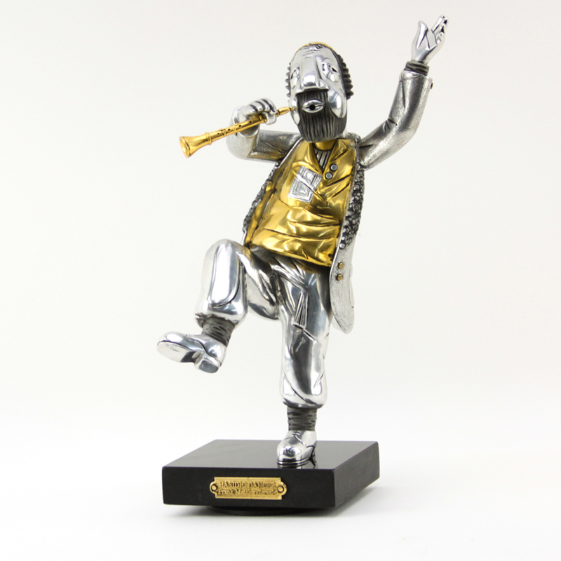 Frank Meisler, Israeli (b. 1929) Silver and Gilt  "Hasidic Dancer" Sculpture on Marble Base. 