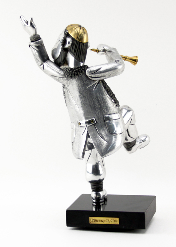 Frank Meisler, Israeli (b. 1929) Silver and Gilt  "Hasidic Dancer" Sculpture on Marble Base. 