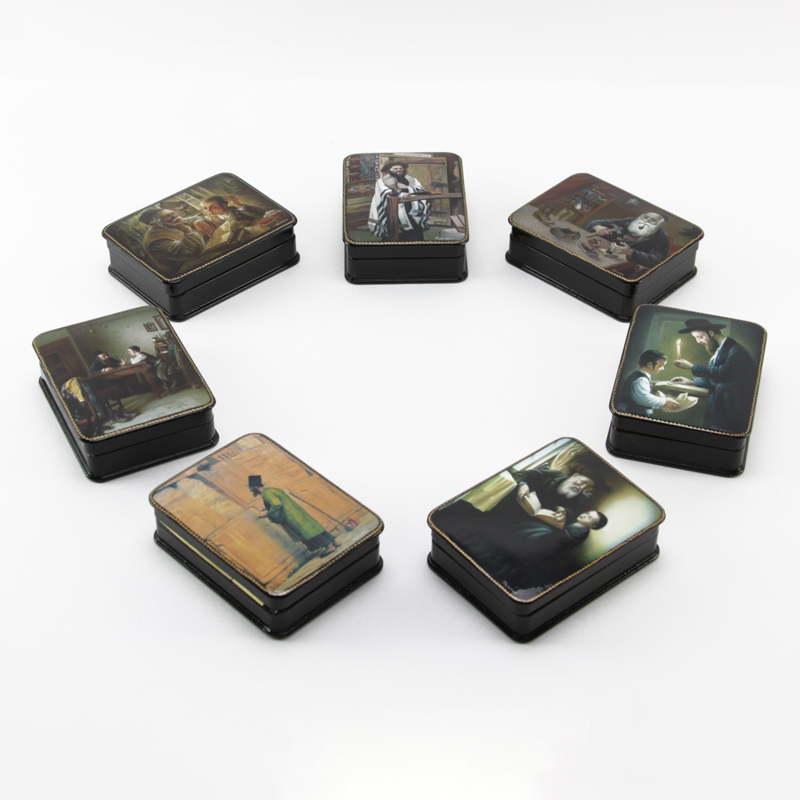 Grouping of Seven (7) Vintage Russian Judaica Lacquered Boxes