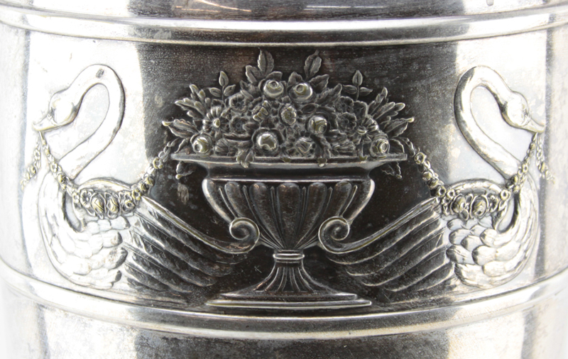 Very Large 19th Century Viennese Silver Plate Handled Vase