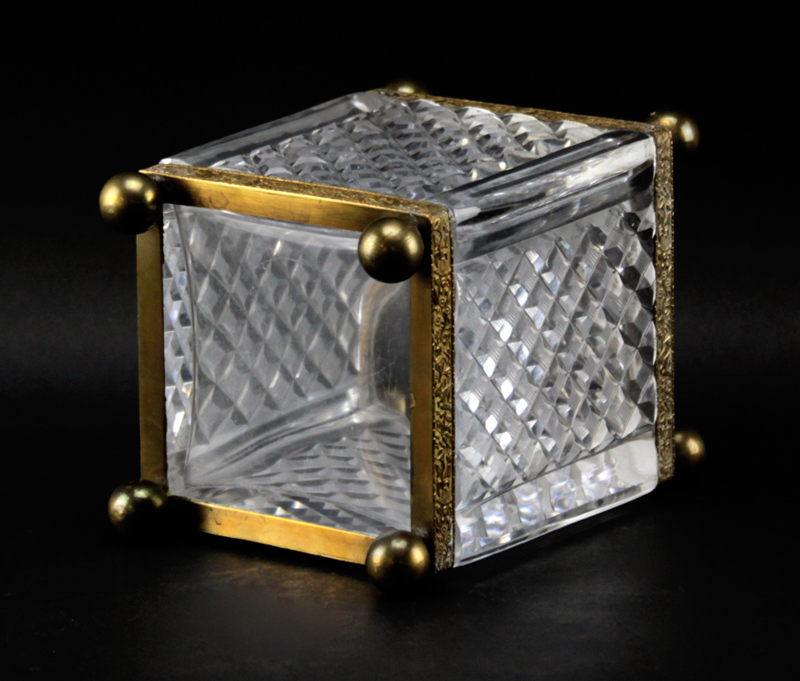 Antique Baccarat Style Crystal and Bronze Jardinière