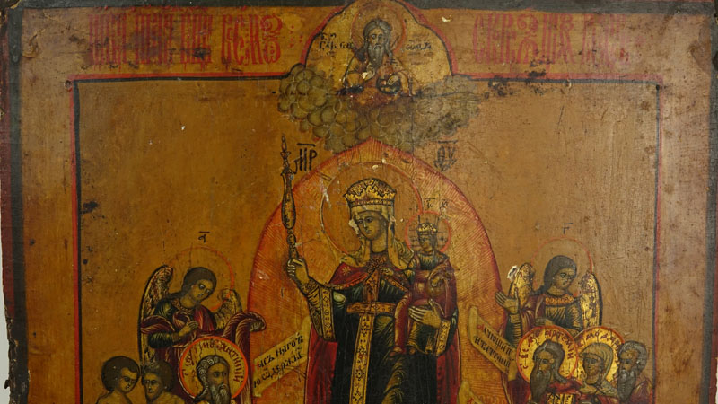 Early 19th Century Russian Hand painted Icon On Board