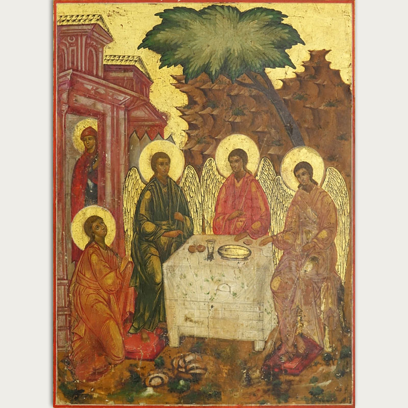 Early 19th Century Russian Hand painted Icon On Board