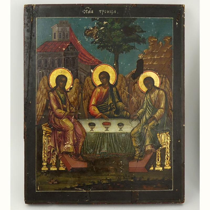 Early 19th Century Russian Hand painted Icon On Board