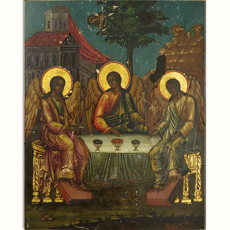 Early 19th Century Russian Hand painted Icon On Board