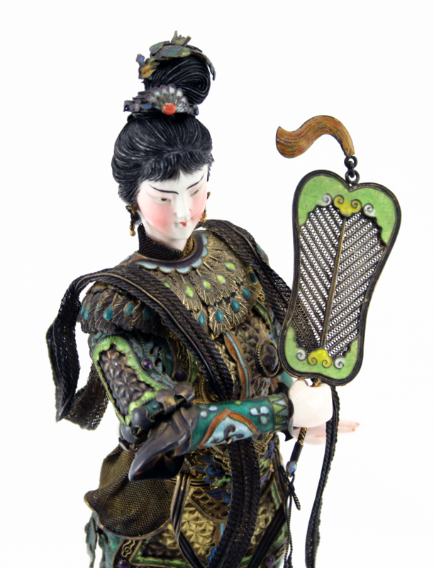 Vintage Chinese Silver Enamel Figure