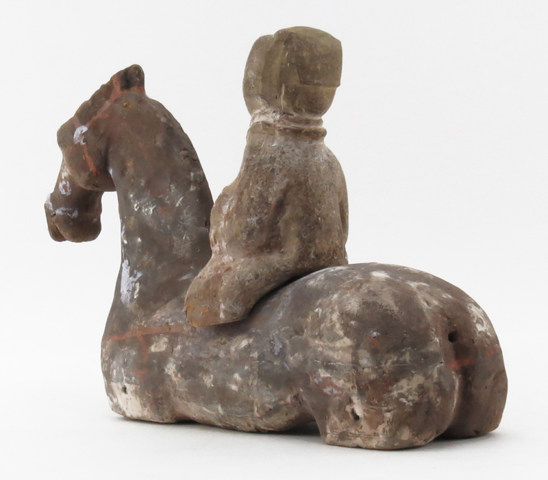 Chinese Terracotta Horse and Rider Figure Possibly Han Dynasty (206BC-220AD)