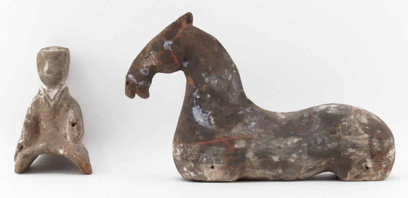 Chinese Terracotta Horse and Rider Figure Possibly Han Dynasty (206BC-220AD)