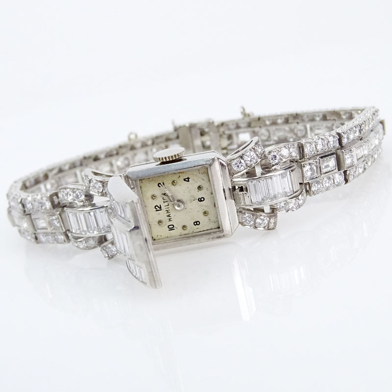 Lady's Rare Approx. 10.25 Carat Diamond and Platinum Hamilton Bracelet Watch