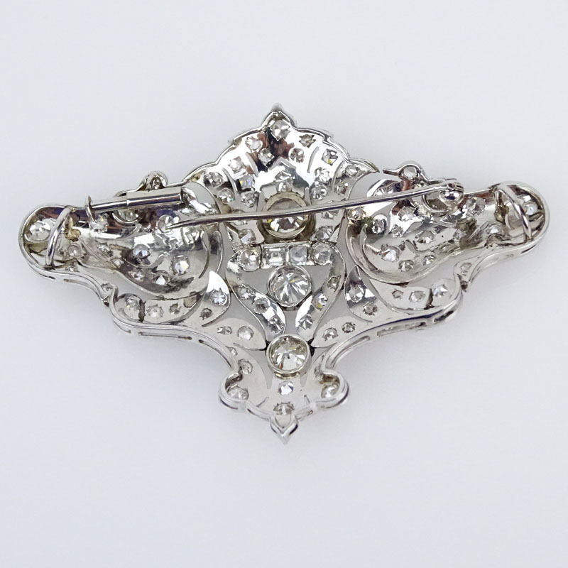 5.50 Carat European and Old Mine Cut Diamond and Platinum Pendant/Brooch