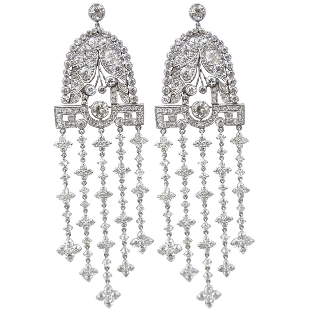 21.50 Carat Diamond and Platinum Chandelier Earrings.