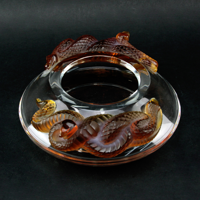 Lalique France "Serpent" Round Crystal Bowl